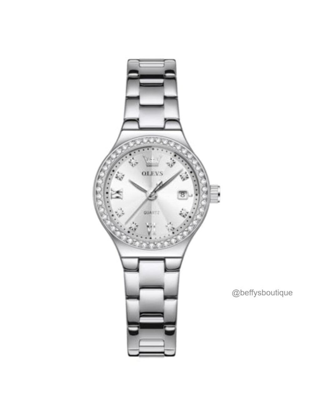 Women's Luxury Diamond Silver Watch Stainless Steel Analog Quartz Waterproof